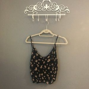 Brandy Melville Crop Top Black with Flowers